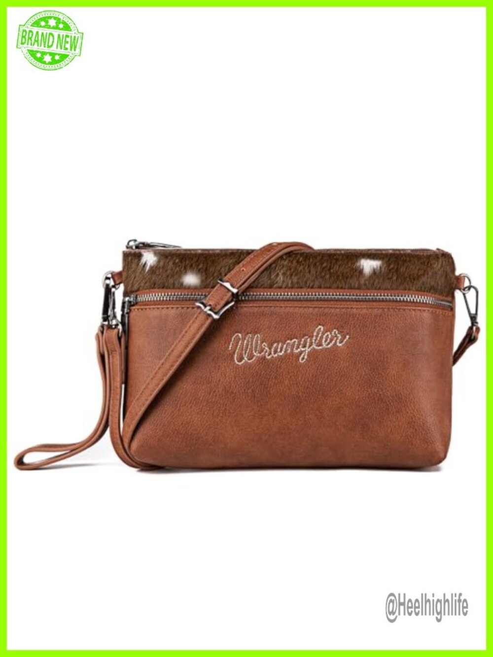 Hair-on Cowhide Crossbody Bag Convertible Wristlet Western Purse